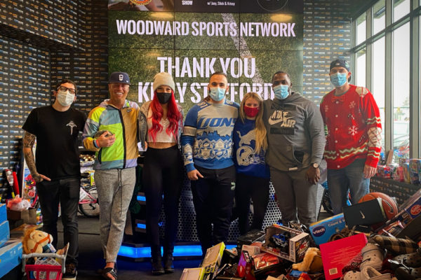 Kelly Stafford donates thousands of dollars of toys to Woodward Sports Network Stuff-a-Studio