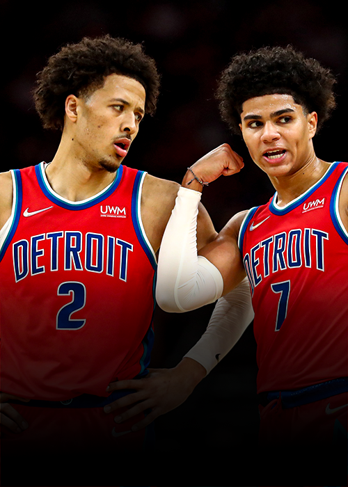 Cade Cunningham and Killian Hayes of the Detroit Pistons