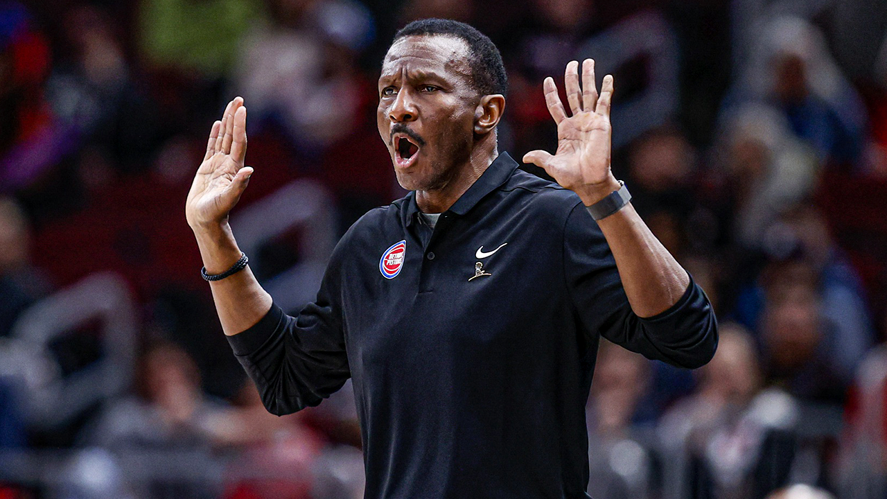 Apr 9, 2023; Chicago, Illinois, USA; Detroit Pistons head coach Dwane Casey reacts during the first half at United Center. Mandatory Credit: Kamil Krzaczynski-USA TODAY Sports. Article by Brandon Dent