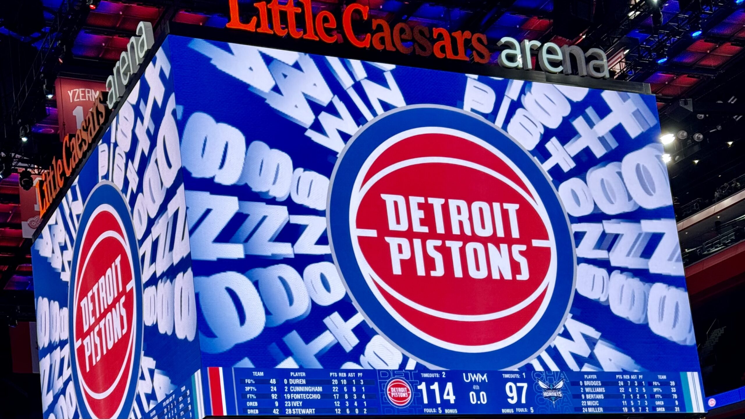 Detroit Pistons defeat the Charlotte Hornets behind stingy defense and balanced offensive attack led by Cade Cunningham. Story by Brandon Dent. Photo Credit Brandon Dent.