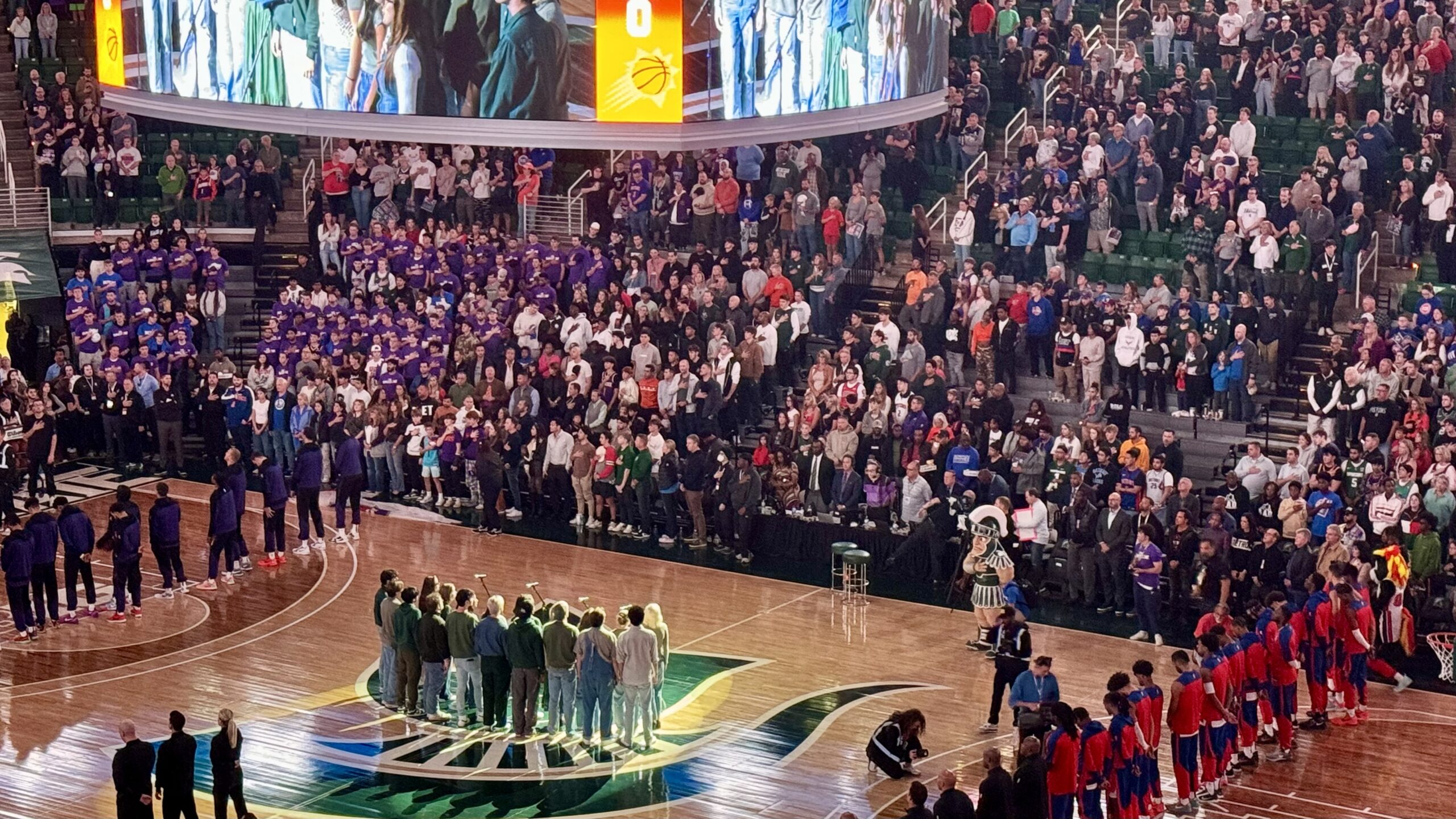 Detroit Pistons and Phoenix Suns tipped off at the Breslin Center (Michigan State University) is front of a “rowdy” atmosphere.”