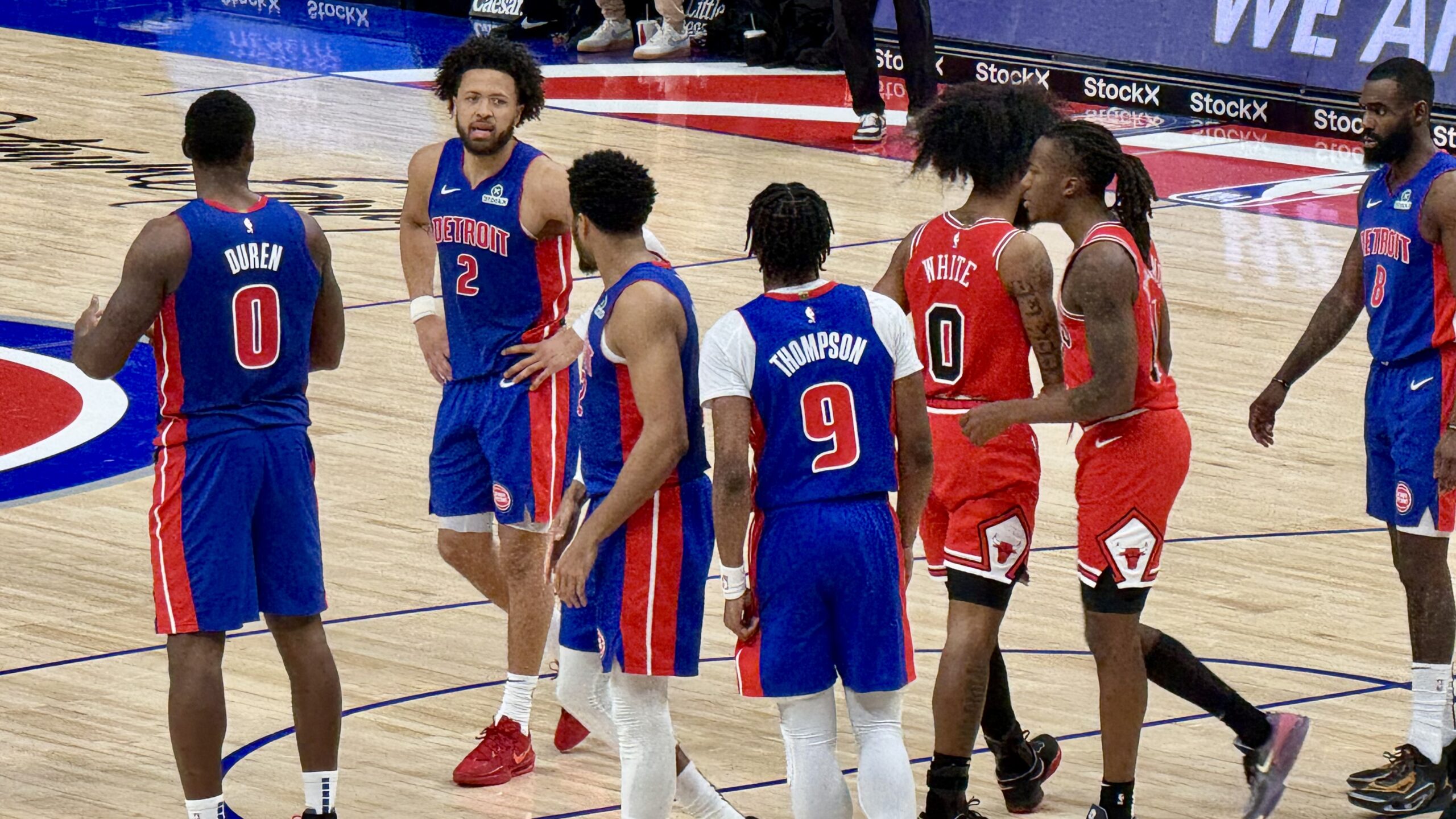 Detroit Pistons defeat Chicago Bulls 127-119 behind strong play from Jalen Duren and NBA All-Star Cade Cunningham. Article by Brandon Dent. Photo Credit Brandon Dent.