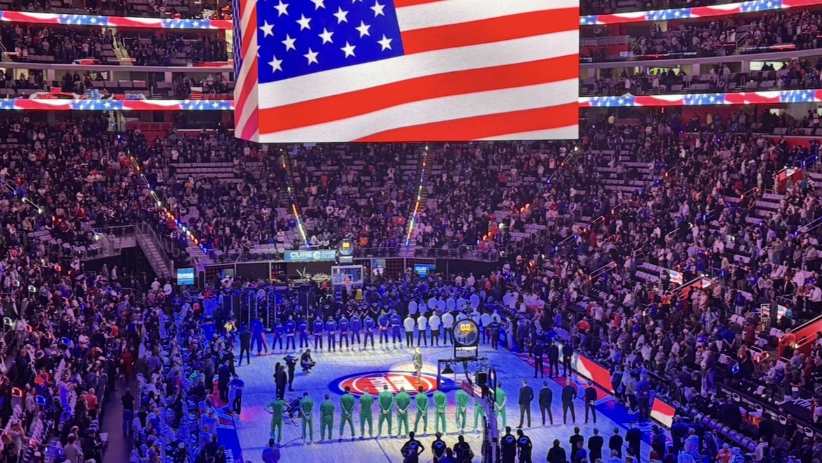 Detroit Pistons defeat the Boston Celtics in the Little Caesars Arena home opener 119-113 behind a strong performance from Jalen Duren. Article by Brandon Dent. Photo credit Brandon Dent.