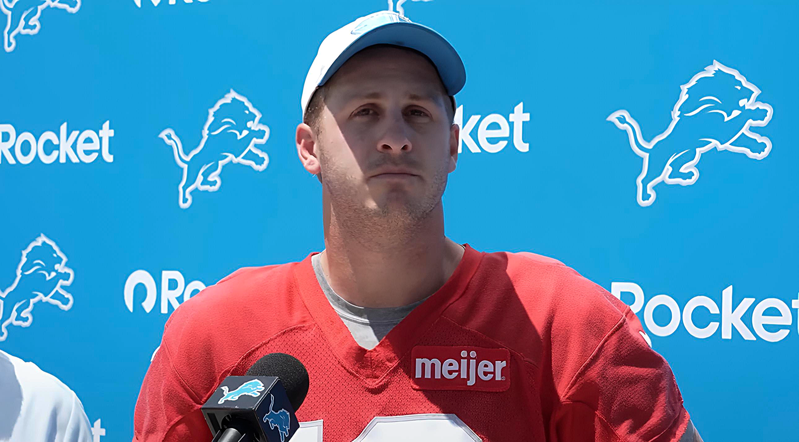 Detroit Lions Quarterback Jared Goff at training camp press conference